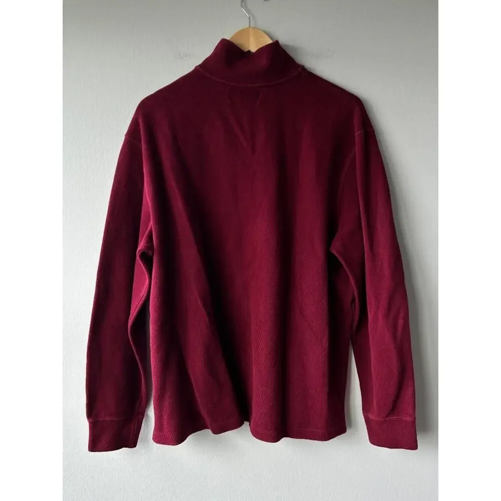 Polo Ralph Lauren XL Burgundy Quarter Zip Sweater Cotton Pony Logo Pullover